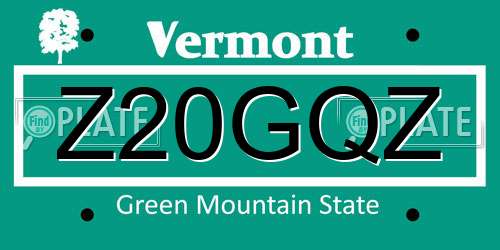 Z20GQZ Vermont License Plate