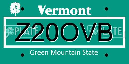 Z20OVB Vermont License Plate