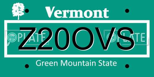 Z20OVS Vermont License Plate
