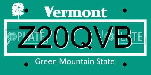 Z20QVB Vermont License Plate