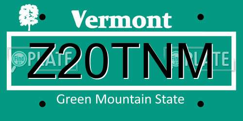 Z20TNM Vermont License Plate