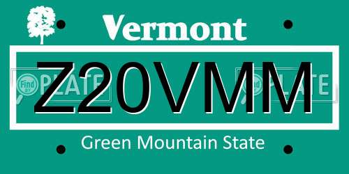 Z20VMM Vermont License Plate