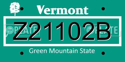 Z21102B Vermont License Plate