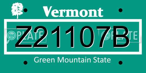 Z21107B Vermont License Plate