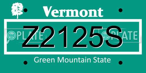 Z2125S Vermont License Plate