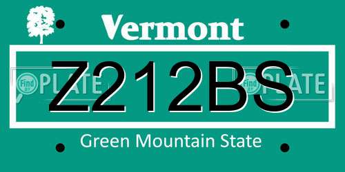 Z212BS Vermont License Plate