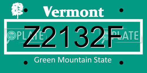 Z2132F Vermont License Plate