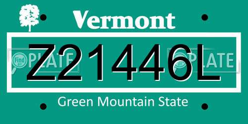 Z21446L Vermont License Plate