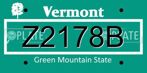 Z2178B Vermont License Plate
