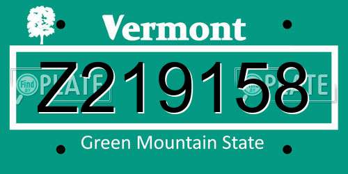 Z219158 Vermont License Plate