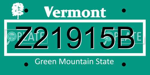 Z21915B Vermont License Plate
