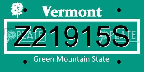 Z21915S Vermont License Plate