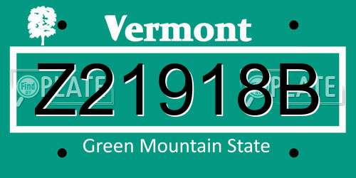 Z21918B Vermont License Plate