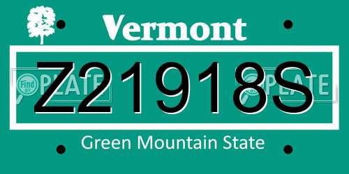Z21918S Vermont License Plate