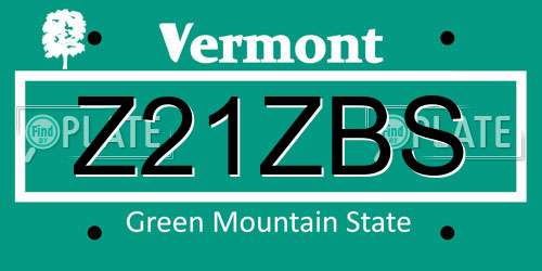 Z21ZBS Vermont License Plate