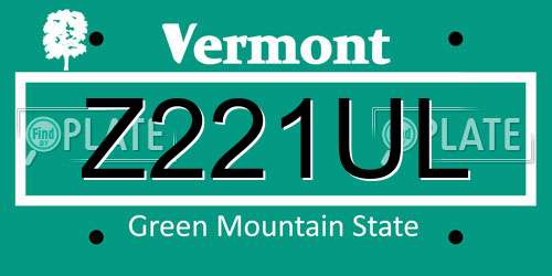 Z221UL Vermont License Plate