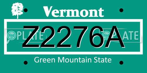 Z2276A Vermont License Plate