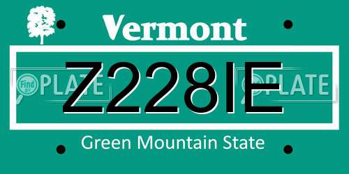 Z228IE Vermont License Plate