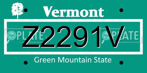 Z2291V Vermont License Plate