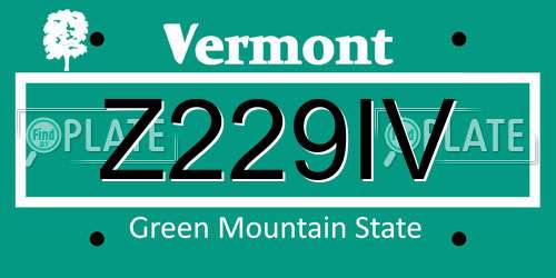 Z229IV Vermont License Plate