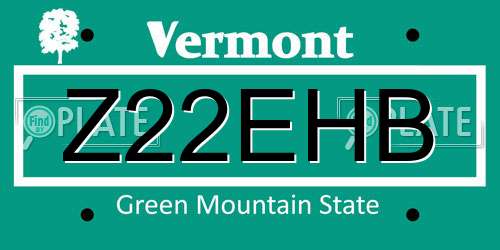 Z22EHB Vermont License Plate