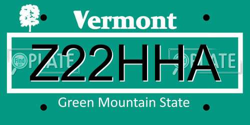 Z22HHA Vermont License Plate