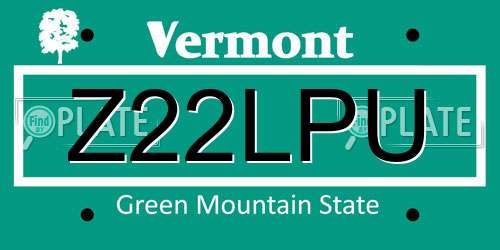 Z22LPU Vermont License Plate