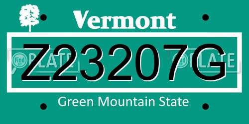 Z23207G Vermont License Plate