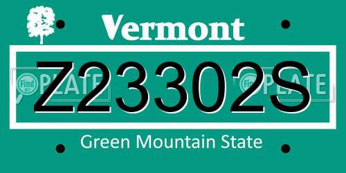 Z23302S Vermont License Plate