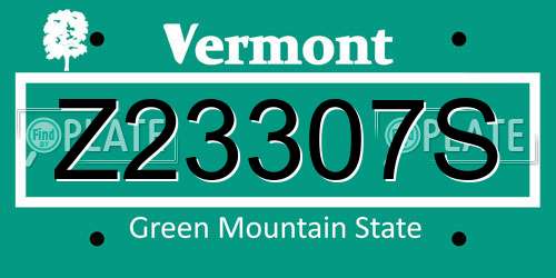 Z23307S Vermont License Plate