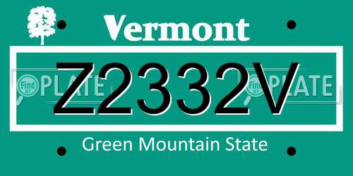 Z2332V Vermont License Plate