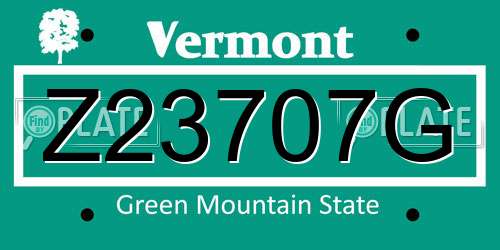 Z23707G Vermont License Plate