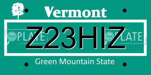 Z23HIZ Vermont License Plate