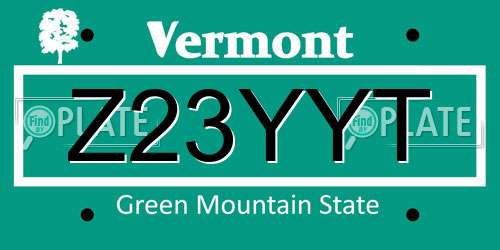 Z23YYT Vermont License Plate
