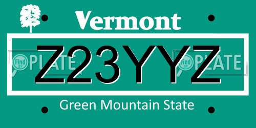 Z23YYZ Vermont License Plate