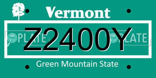 Z2400Y Vermont License Plate