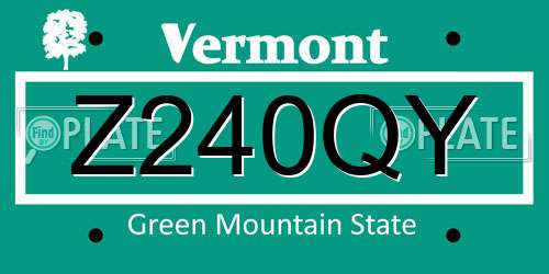 Z240QY Vermont License Plate