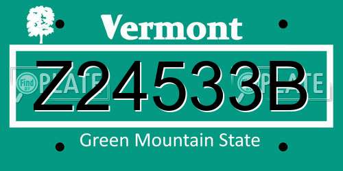 Z24533B Vermont License Plate