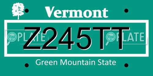 Z245TT Vermont License Plate
