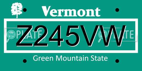 Z245VW Vermont License Plate