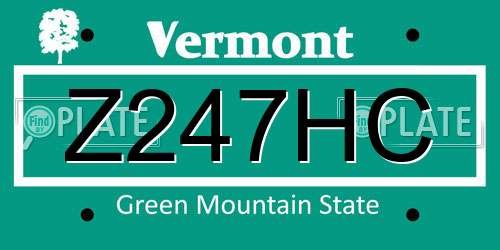 Z247HC Vermont License Plate