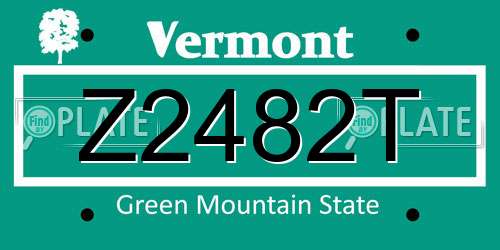 Z2482T Vermont License Plate