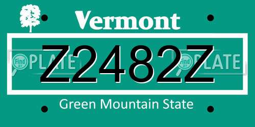Z2482Z Vermont License Plate