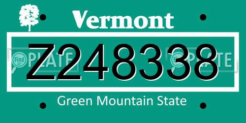 Z248338 Vermont License Plate