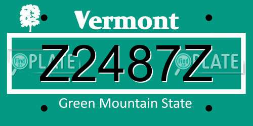 Z2487Z Vermont License Plate