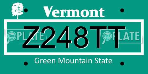 Z248TT Vermont License Plate