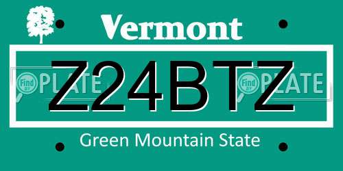 Z24BTZ Vermont License Plate