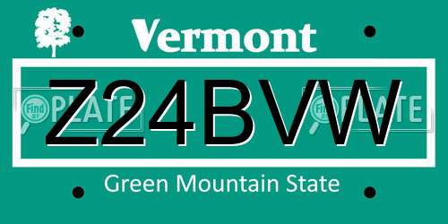 Z24BVW Vermont License Plate