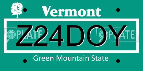 Z24DOY Vermont License Plate