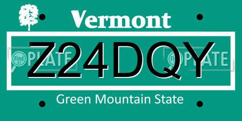 Z24DQY Vermont License Plate